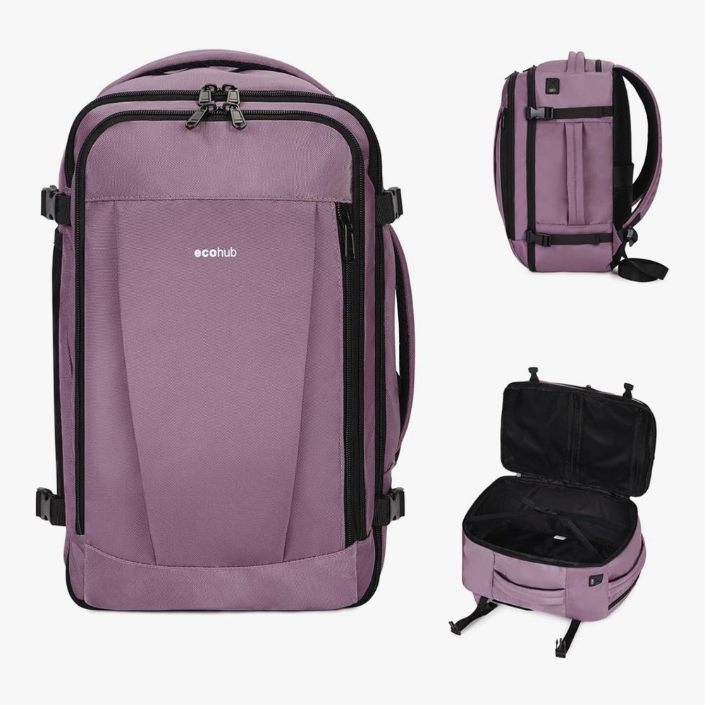 ECOHUB 17" Travel Backpack Carry On Bag Pink TSA Approved Water Resistant